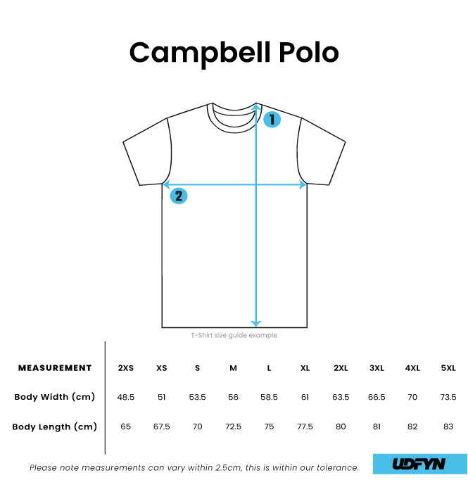 Campbell Polo size chart